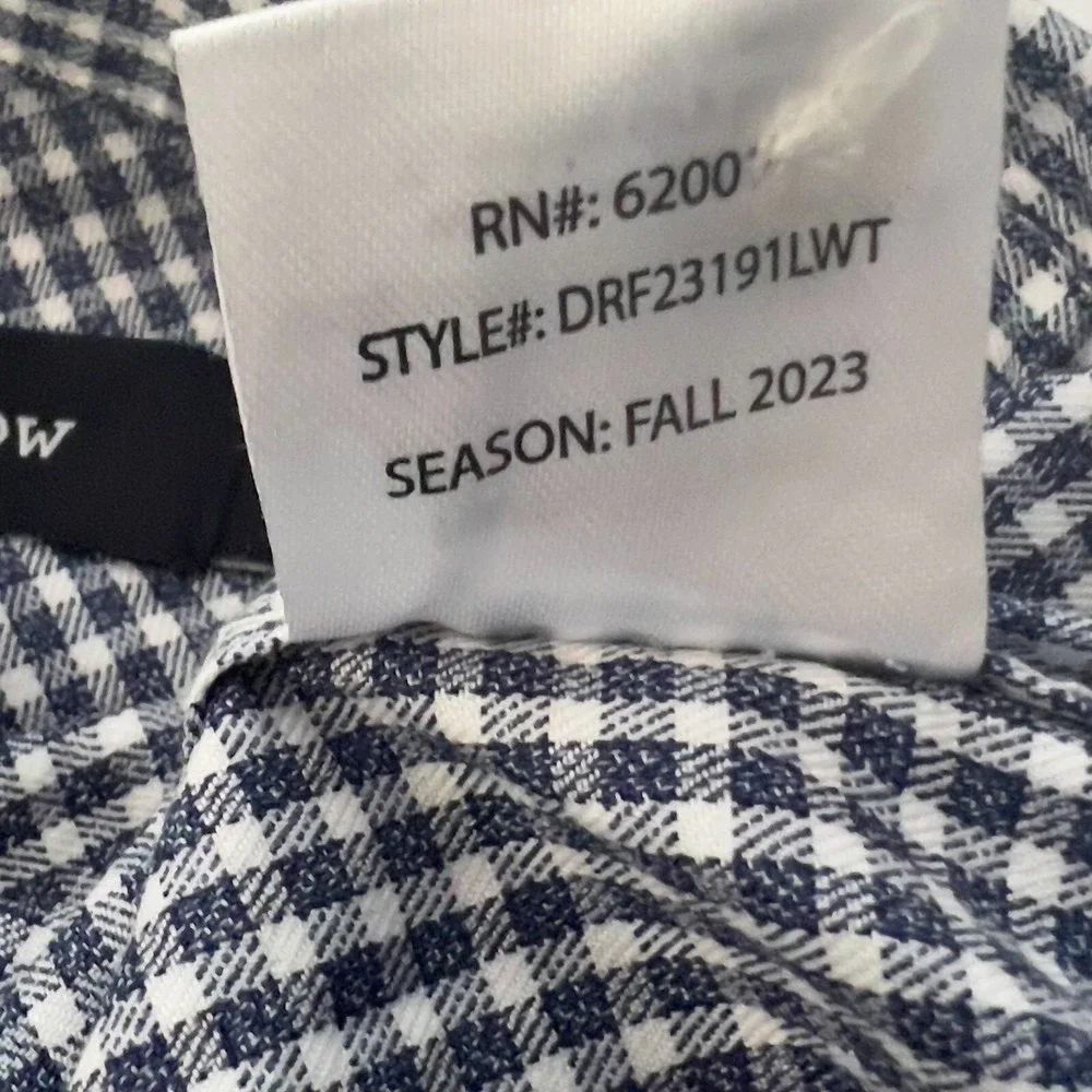 DSTRCT&Row ButtonUp Navy White Gingham‎ Check Long Sleeve Cotton Shirt Small New